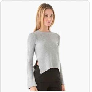 Theyskens' Theory Korky Yorka Gray Silver Silk Sweater Size Medium